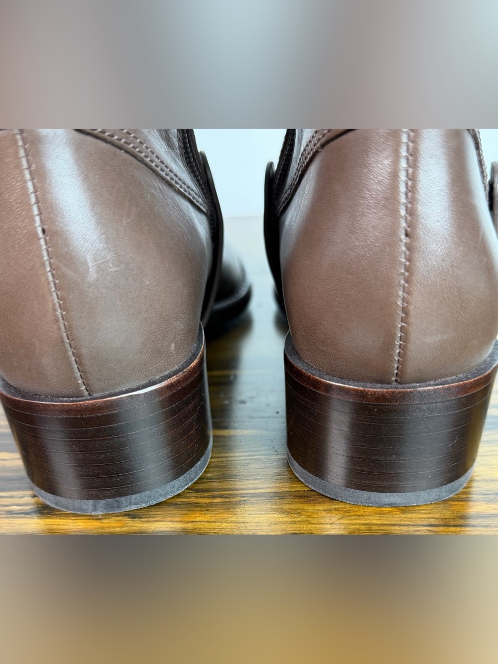 Via Spiga Women’s 7 Brown Leather Knee-High Zipper Riding Stirrup Fall Boots - Picture 7 of 11